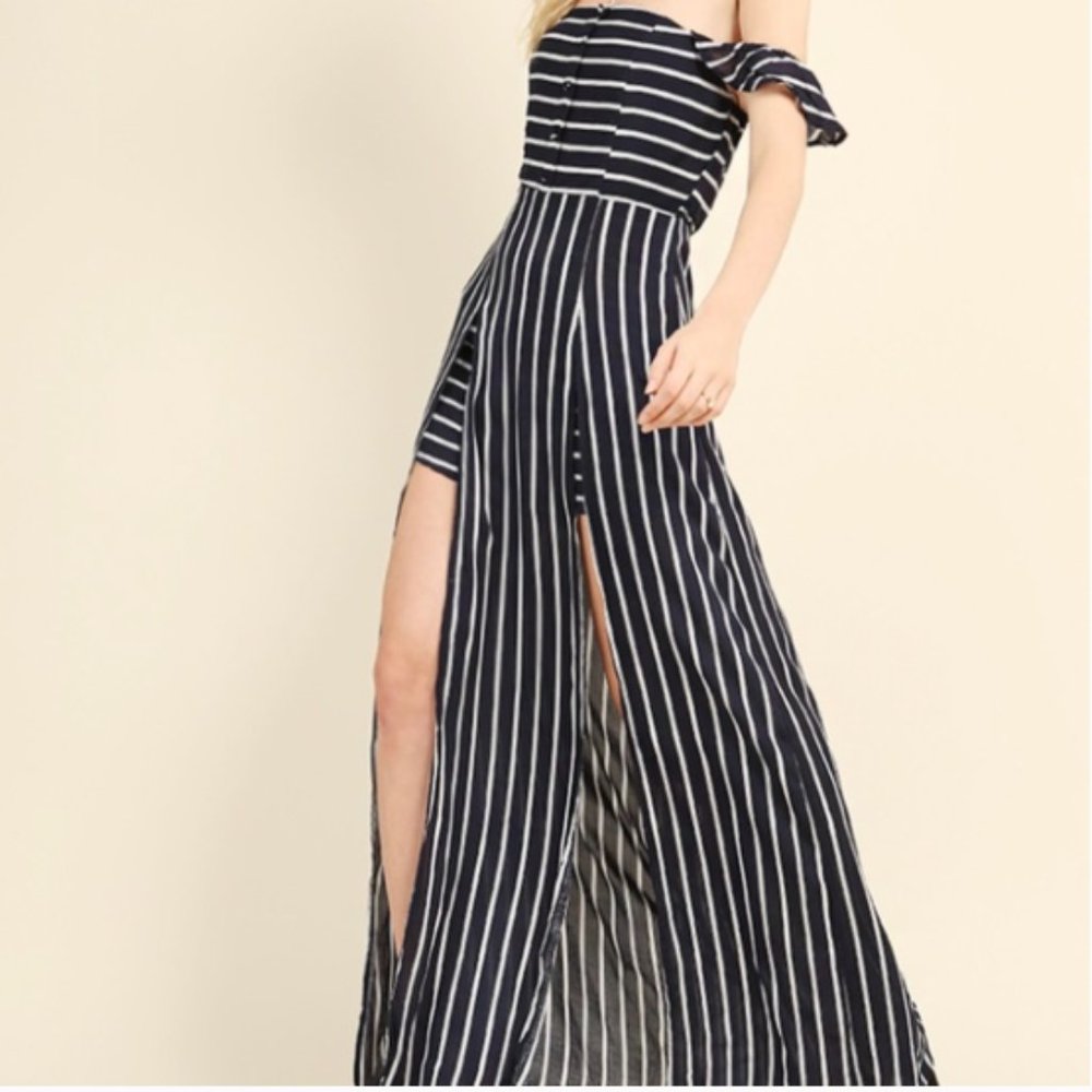Off Shoulder Maxi Romper Dress
